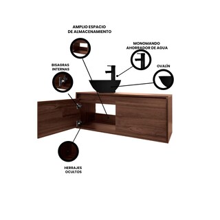 Foto 3 | Foto 3 | Gabinete Para Baño Con Ovalin Negro Y Monomando Modelo Provenzal