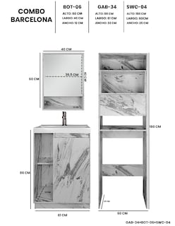 Foto 4 | Foto 4 | Combo Barcelona Combo Gabinete Para Baño Con Botiquín Y Mueble Sobre Wc.