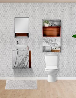 Foto 1 | Foto 1 | Combo Montreal Gabinete De Baño Moderno Con Lavabo Botiquín Y Espejo Mdf