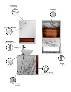 Foto 3 | Foto 3 | Combo Montreal Gabinete De Baño Moderno Con Lavabo Botiquín Y Espejo Mdf