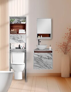 Foto 1 | Foto 1 | Combo Casa Blanca Gabinete De Baño Moderno Con Botiquín Mueble Sobre Wc Mdf