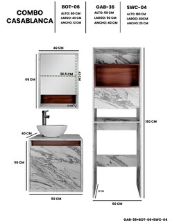 Foto 4 | Foto 4 | Combo Casa Blanca Gabinete De Baño Moderno Con Botiquín Mueble Sobre Wc Mdf
