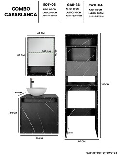 Foto 4 | Foto 4 | Combo Casa Blanca Gabinete De Baño Moderno Con Botiquín Mueble Sobre Wc Mdf