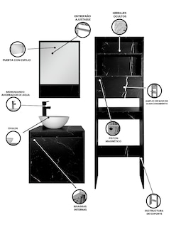 Foto 3 | Foto 3 | Combo Casa Blanca Gabinete De Baño Moderno Con Botiquín Mueble Sobre Wc Mdf