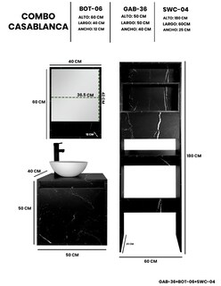 Foto 4 | Foto 4 | Combo Casa Blanca Gabinete De Baño Moderno Con Botiquín Mueble Sobre Wc Mdf