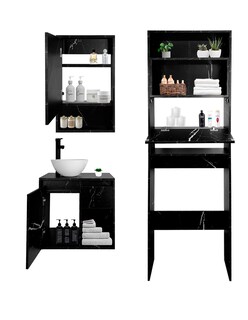 Foto 8 | Foto 8 | Combo Bombay Gabinete de Baño Moderno con Espejo Mueble sobre WC con 3 Estantes MDF