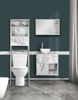 Foto 1 | Foto 1 | Combo Daca Gabinete de Baño Moderno con Espejo Mueble Sobre WC con 3 Estantes MDF