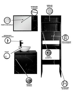 Foto 3 | Foto 3 | Combo Argel Gabinete de Baño Moderno con Mueble Sobre WC y Botiquín MDF