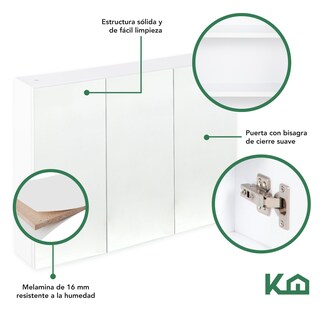 Foto 6 | Foto 6 | Botiquín para Baño Kingshouse Blanco con 3 Puertas