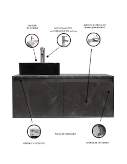 Foto 6 | Foto 6 | Mueble Gabinete para Baño Decomobil con Lavabo Minimalista Krabi