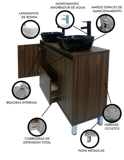 Foto 3 | Foto 3 | Gabinete Para Baño Con Doble Lavabo Mueble Moderno De Piso Médano