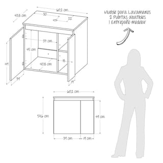 Foto 6 | Foto 6 | Mueble Lavamanos Elevado Maderkit Guali Blanco