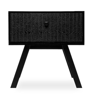 Foto 1 | Foto 1 | Buró Negro Con 1 Cajón Con Diseño En Líneas Verticales Y Estructura De Madera Mdf
