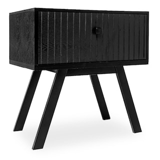 Foto 2 | Foto 2 | Buró Negro Con 1 Cajón Con Diseño En Líneas Verticales Y Estructura De Madera Mdf
