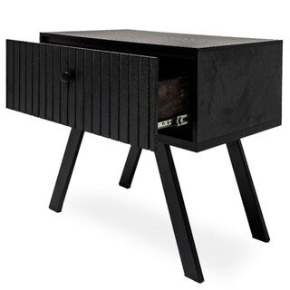 Foto 3 | Foto 3 | Buró Negro Con 1 Cajón Con Diseño En Líneas Verticales Y Estructura De Madera Mdf