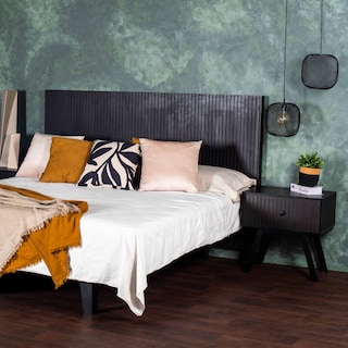 Foto 4 | Foto 4 | Buró Negro Con 1 Cajón Con Diseño En Líneas Verticales Y Estructura De Madera Mdf