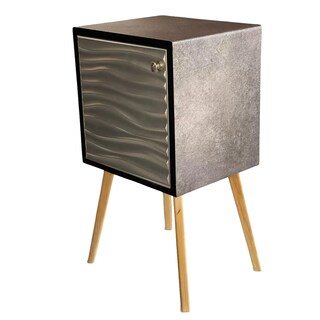 Foto 1 | Foto 1 | Buro Minimalista Mesa De Noche Luz Led Mdf Recámara Organizador Plata