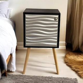 Foto 2 | Foto 2 | Buro Minimalista Mesa De Noche Luz Led Mdf Recámara Organizador Plata