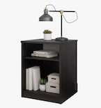 Buro Mesa De Noche Mdf Negro Organizador Recamara