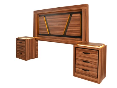 Foto 1 | Foto 1 | Cabecera Con Luz King Size Con 2 Burós De 3 Cajones Color Nogal - Melamina