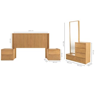 Foto 6 | Foto 6 | Recámara King Size De 5 Piezas Con Cabecera Con Luz, 2 Burós, Cajonera Y Espejo Color Natural - Madera Industrializada