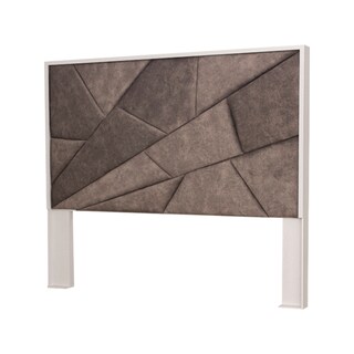 Foto 3 | Foto 3 | Cabecera Tapizada King Size Con 2 Burós De 3 Cajones Color Gris Y Blanco - Madera Industrializada Y Tapizado