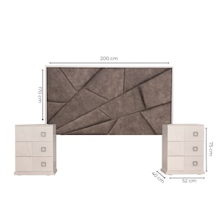 Foto 7 | Foto 7 | Cabecera Tapizada King Size Con 2 Burós De 3 Cajones Color Gris Y Blanco - Madera Industrializada Y Tapizado