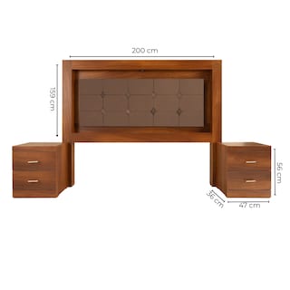 Foto 1 | Foto 1 | Cabecera Tapizada King Size Con 2 Burós De 2 Cajones Color Parota - Madera Industrializada Y Tapizado