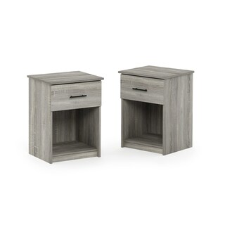 Foto 1 | Foto 1 | Mesita De Noche Furinno Tidur, Roble Francés, Gris, Paquete De 2 - Venta Internacional.