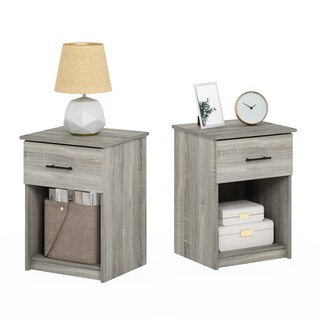 Foto 7 | Foto 7 | Mesita De Noche Furinno Tidur, Roble Francés, Gris, Paquete De 2 - Venta Internacional.