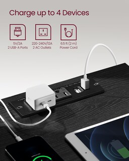 Foto 3 | Foto 3 | Set De 2 Mesitas De Noche Vasagle Con Estación De Carga, Color Negro - Venta Internacional.