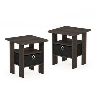 Foto 1 | Foto 1 | Mesa Auxiliar Furinno Andrey, Juego De 2 Unidades Con Cajón Para Papelera, Color Marrón Y Negro - Venta Internacional.