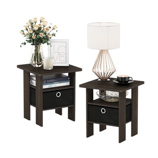 Foto 3 | Foto 3 | Mesa Auxiliar Furinno Andrey, Juego De 2 Unidades Con Cajón Para Papelera, Color Marrón Y Negro - Venta Internacional.