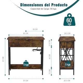Foto 3 | Foto 3 | Buró Furniturer Lutie Marrón 60 X 28.5 X 61 Cm