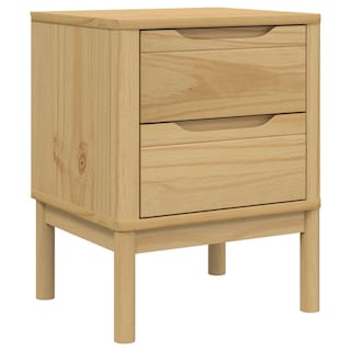 Foto 1 | Foto 1 | Mesita De Noche Vidaxl Floro De Madera Maciza De Pino Con 2 Cajones - Venta Internacional.