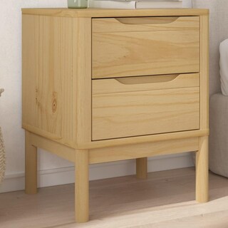 Foto 2 | Foto 2 | Mesita De Noche Vidaxl Floro De Madera Maciza De Pino Con 2 Cajones - Venta Internacional.