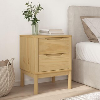 Foto 3 | Foto 3 | Mesita De Noche Vidaxl Floro De Madera Maciza De Pino Con 2 Cajones - Venta Internacional.