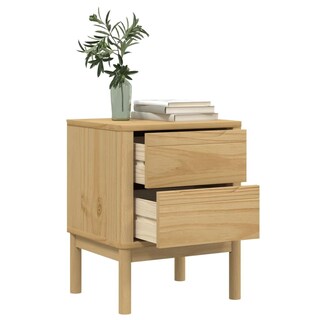 Foto 4 | Foto 4 | Mesita De Noche Vidaxl Floro De Madera Maciza De Pino Con 2 Cajones - Venta Internacional.