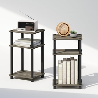 Foto 5 | Foto 5 | Mesita De Noche Furinno Just De 3 Niveles  Torneada  Roble Francés/negra - Venta Internacional.