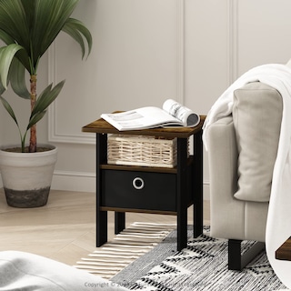 Foto 2 | Foto 2 | Mesita De Noche Furinno Andrey Con Cajón Para Papelera  Color Ámbar Pino/negro - Venta Internacional.
