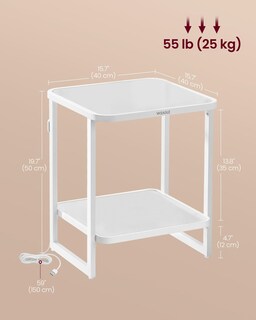 Foto 6 | Foto 6 | Mesa Auxiliar Vasagle Ulet232w01 De 2 Niveles Con Luces Led De Vidrio Esmerilado - Venta Internacional.