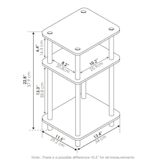Foto 2 | Foto 2 | Mesita De Noche Furinno Just De 3 Niveles  Tubo Torneado Columbia  Color Nogal Y Negro - Venta Internacional.