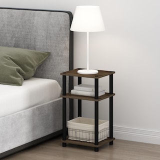 Foto 6 | Foto 6 | Mesita De Noche Furinno Just De 3 Niveles  Tubo Torneado Columbia  Color Nogal Y Negro - Venta Internacional.