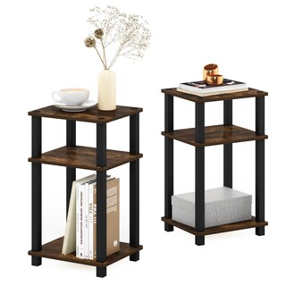 Foto 1 | Foto 1 | Mesa Auxiliar Furinno Just Turn-tube De 3 Niveles  Color Ámbar Pino/negro  Paquete De 2 - Venta Internacional.