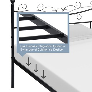 Foto 6 | Foto 6 | Cama Doble Furniturer Tatiana Negro 199 X 143 X 96 Cm