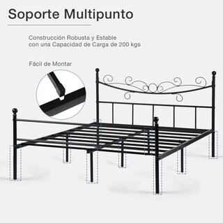 Foto 7 | Foto 7 | Cama Doble Furniturer Tatiana Negro 199 X 143 X 96 Cm