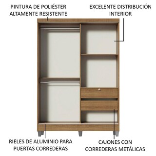 Foto 4 | Foto 4 | Clóset Madesa Marrón 2 Puertas Corredizas Espejo