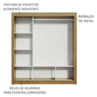 Foto 5 | Foto 5 | Ropero Doble Madesa Monaco 3 Puertas Corredizas con Espejo Marrón