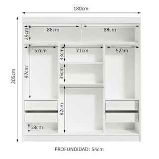 Foto 4 | Foto 4 | Ropero Doble Madesa Reno 3 Puertas Corredera con Espejo Blanco