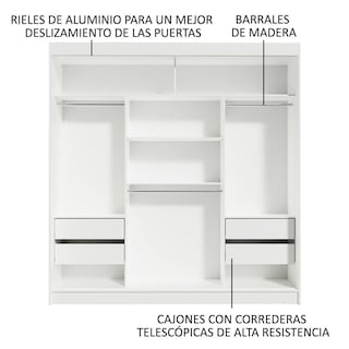 Foto 5 | Foto 5 | Ropero Doble Madesa Reno 3 Puertas Corredera con Espejo Blanco